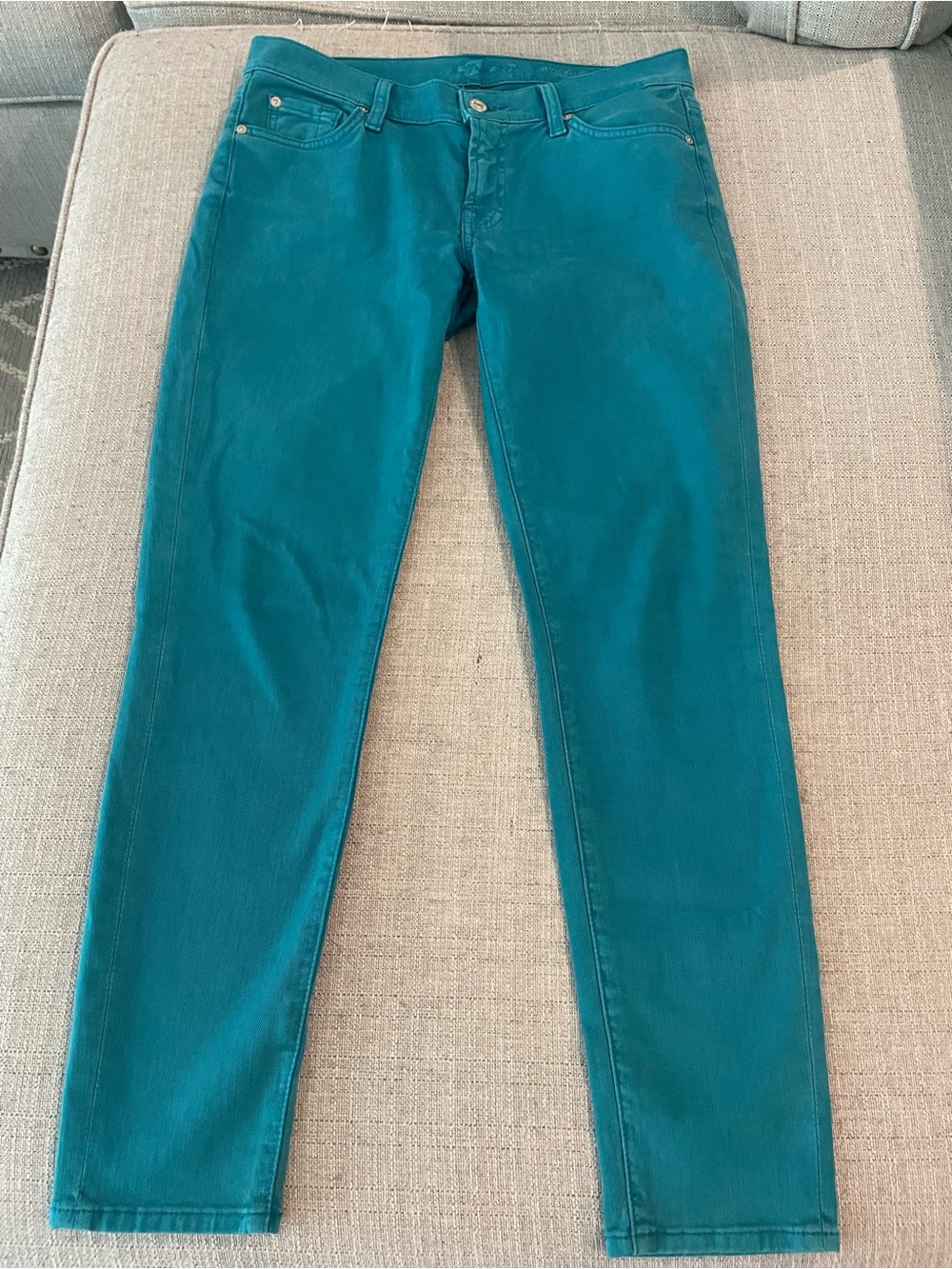 7 For All Mankind Teal Straight-Leg Jeans